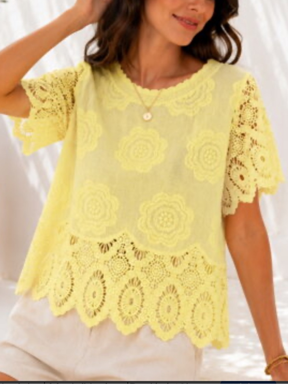 MADE IN ITALY BOHO Crochet Lace Floral Short Sleeve Top MULTIPLE COLOR LISTING